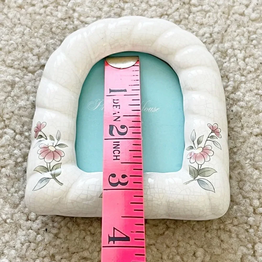 Victorian Roses Picture Frame Romantic Small Porcelain Crackle Princess Baby